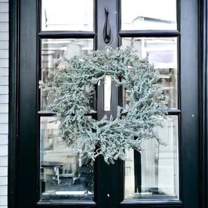 Silver Glitter Frosted Eucalyptus 19" Door Wreath Christmas Holiday Decor